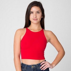 American Apparel Cotton Spandex Red tank crop top